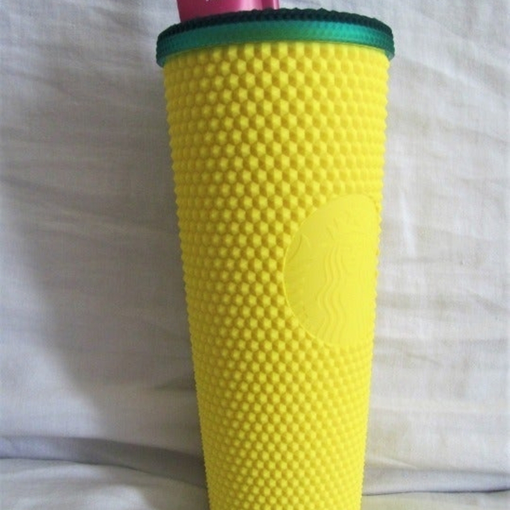 Hawaii Starbucks Yellow Textured Tumbler with Lid